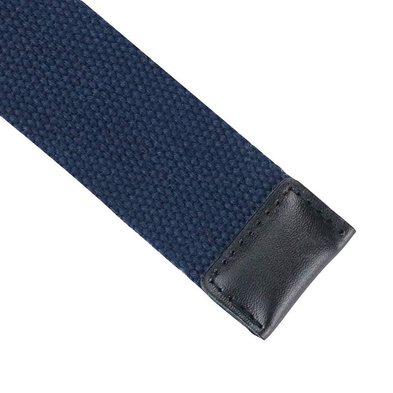 macoking Web Fabric Canvas Belt for Men Women with Double D Ring Buckle, Navy Blue, 43in long for waist 31"-35" - Image 3